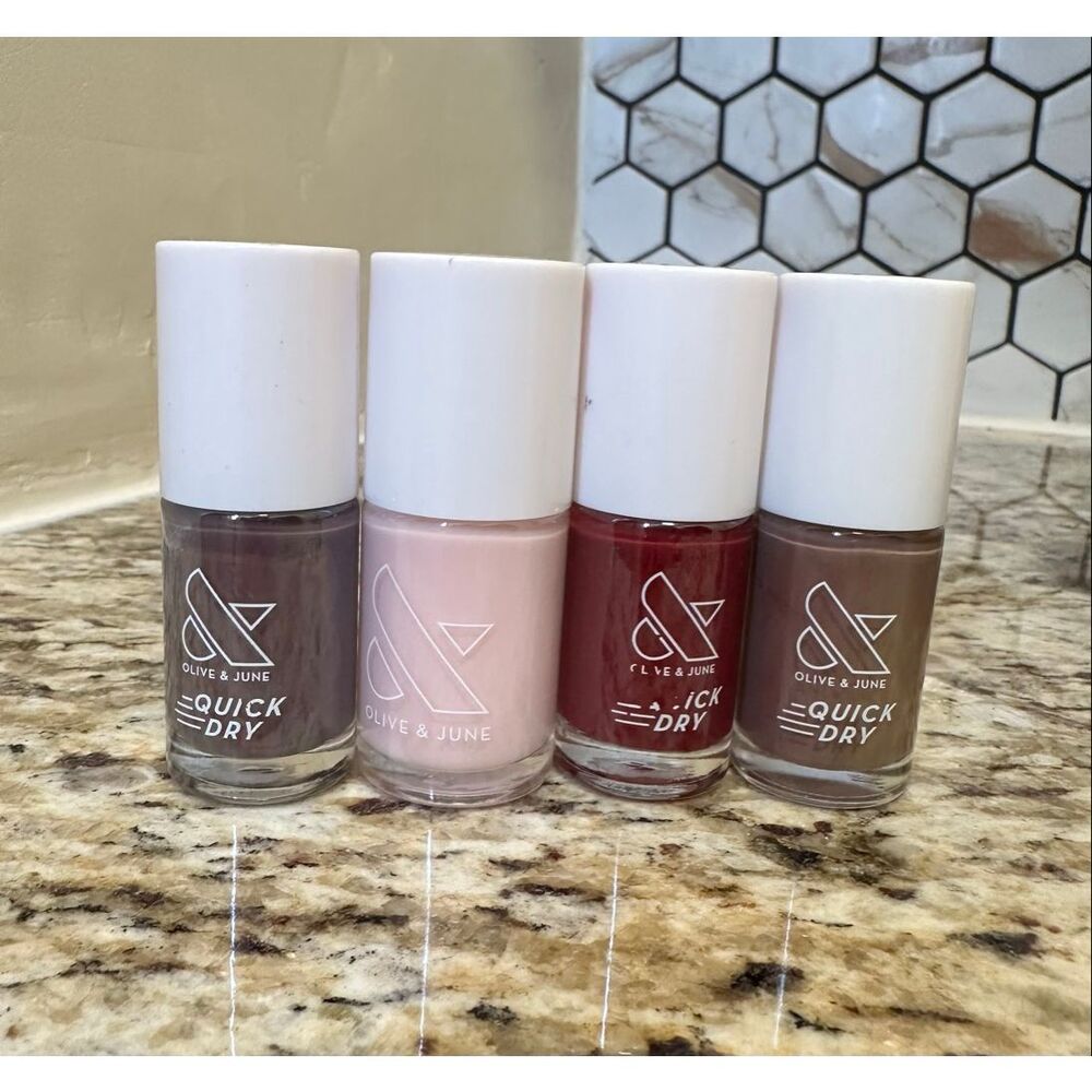 Olive & June 4 Pack of Quick Dry Nail Polish Pink Purple Red Mauve New